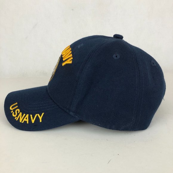 U.S. Navy Embroidered Emblem Unisex One Size Blue Yellow Hook & Loop Cap Hat - Picture 2 of 9